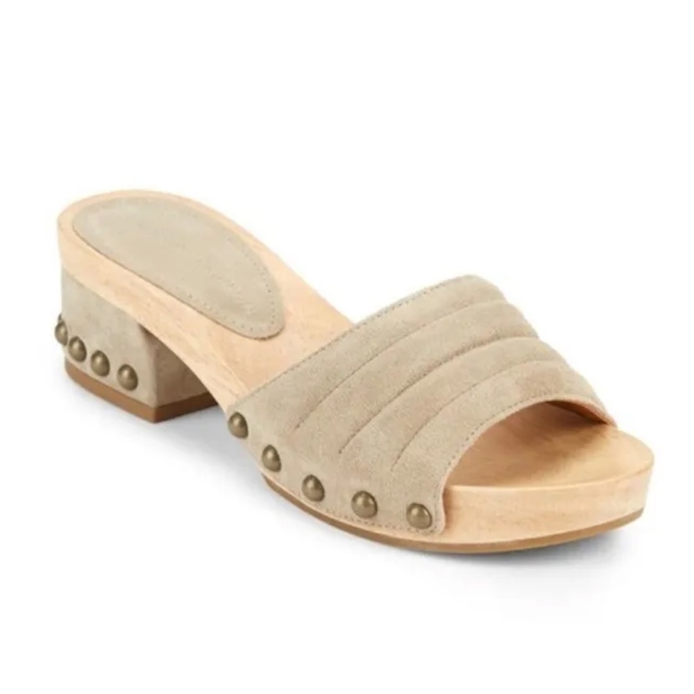 Sigerson Morrison Abel Suede Leather Slip-On Wooden Clog Heels